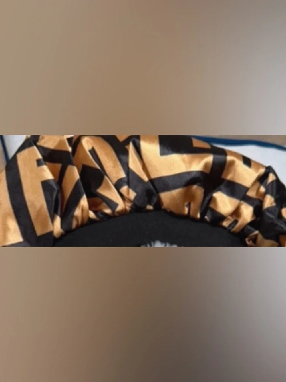 Satin Bonnet Sleep Cap with Black Band - Gold & Black iconic logo